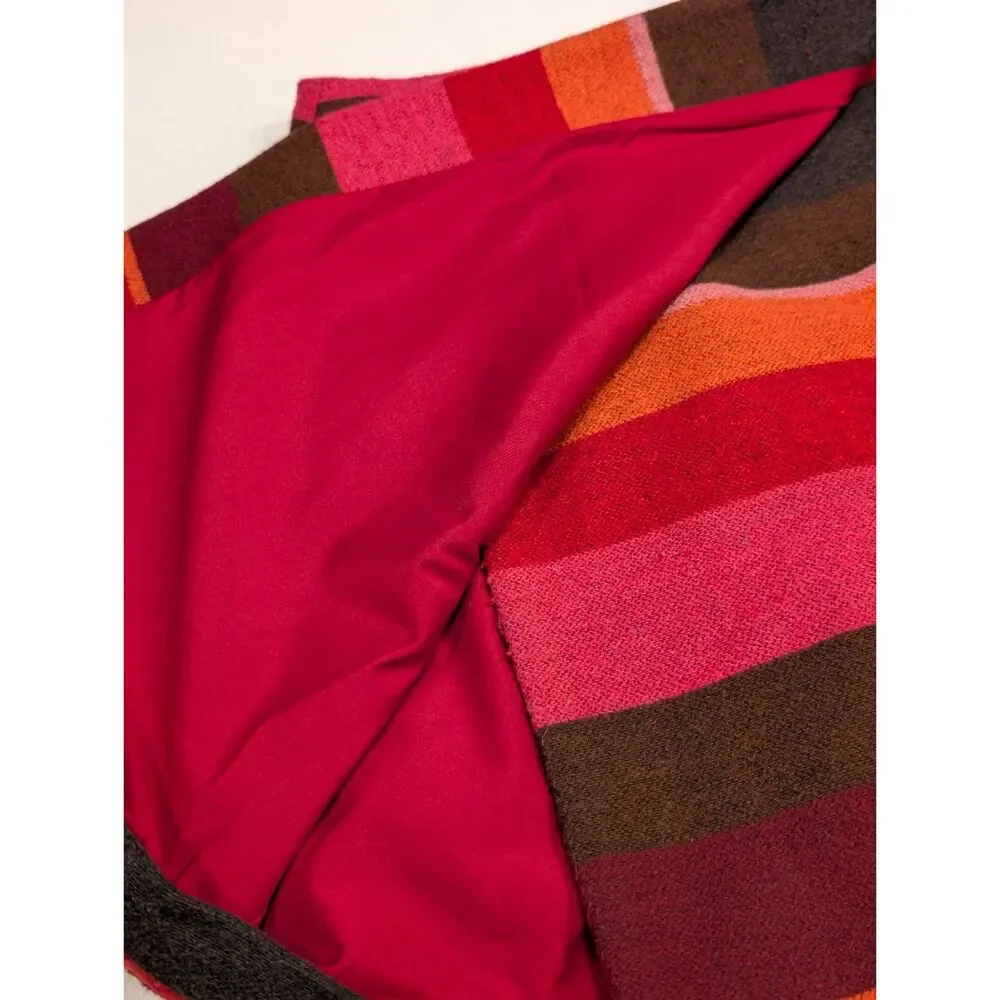 LOFT Petite Wool Mini Skirt 4P Striped Wrap Dark Academia Poetcore Heritage - Picture 5 of 9